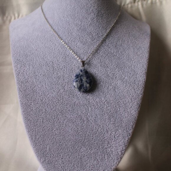 Blue Sodalite Teardrop Pendant Necklace – Natural Stone, Calm & Stylish - Picture 5 of 6